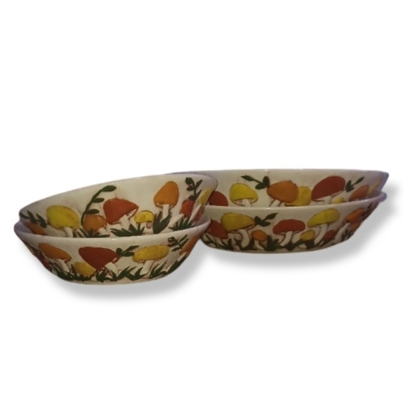 5pc Arnels Mushroom 10.5” Dinner Plates Handmade Ceramic Pottery Cottage Core - Picture 10 of 11